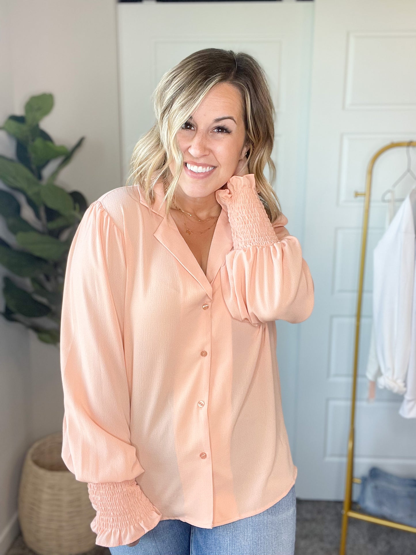 Apricot Button Up