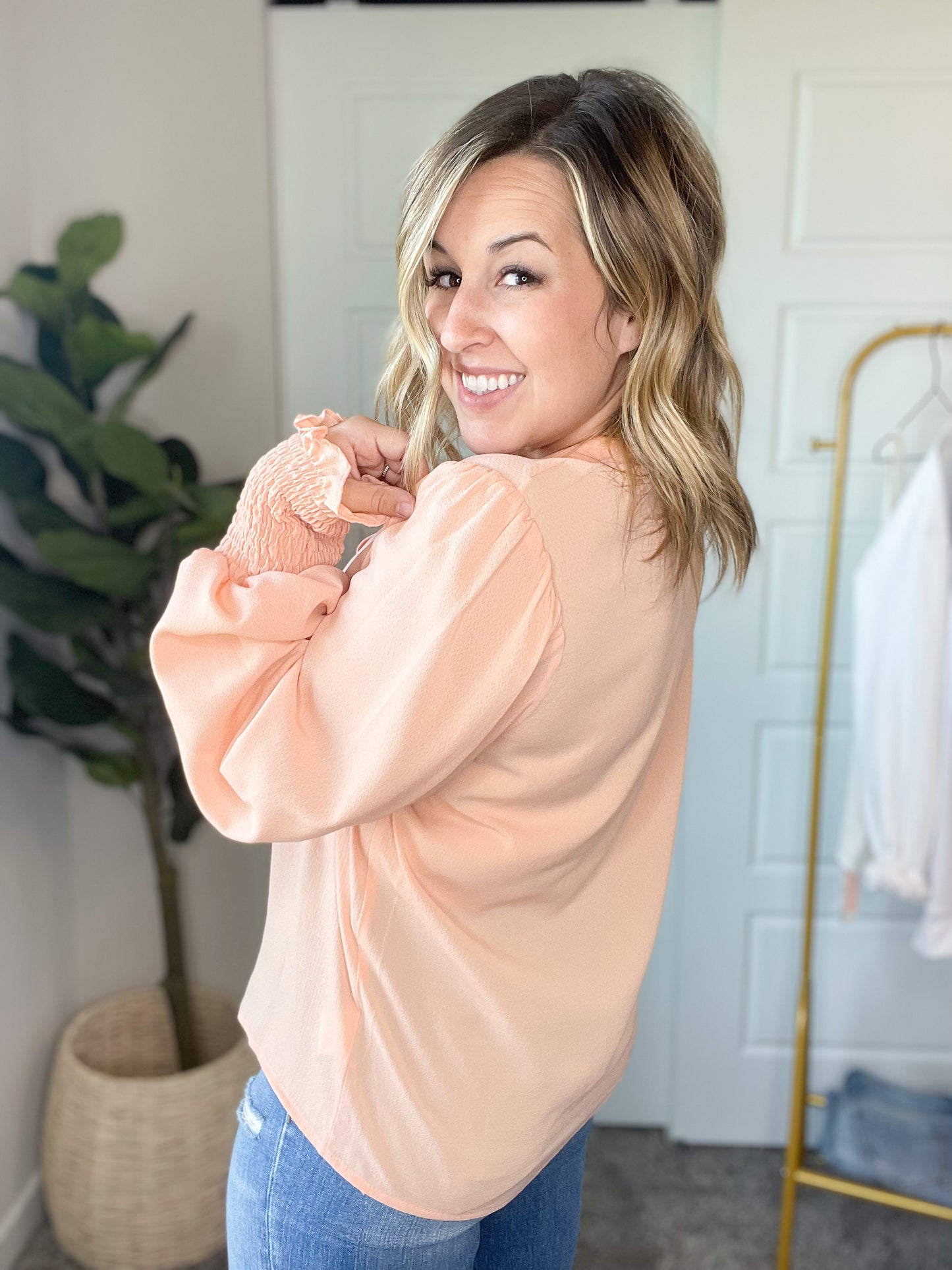 Apricot Button Up